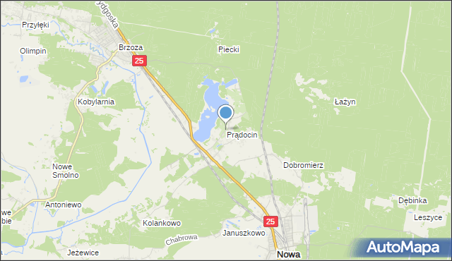 mapa Prądocin, Prądocin gmina Nowa Wieś Wielka na mapie Targeo